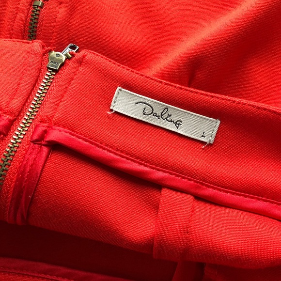 Anthropologie Darling Red Ponte Knit Scalloped Skirt - Picture 3 of 7